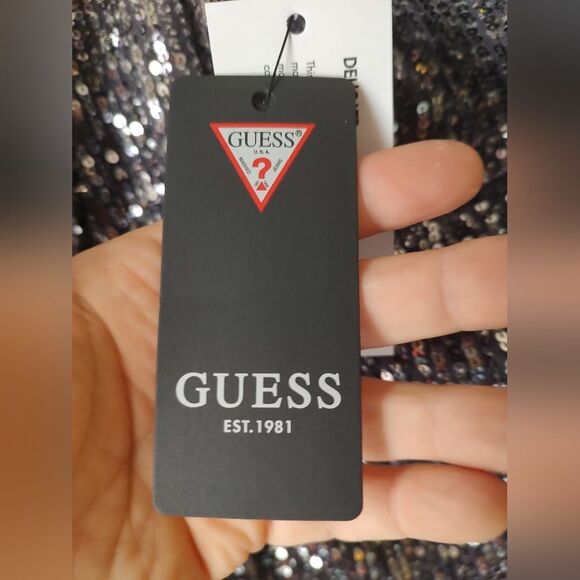 Guess Silver Ombre One Shoulder Sequin Mini Dress Sze S NWT Party Cocktail Dress - Picture 6 of 10